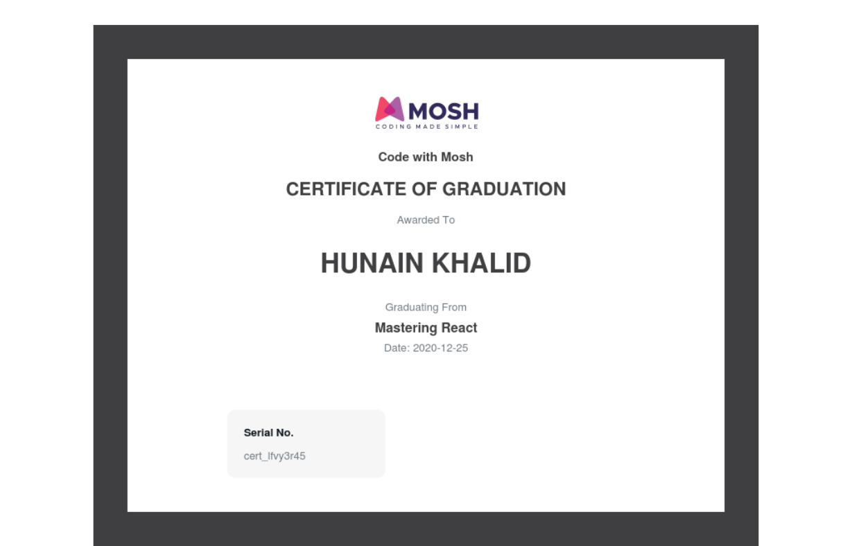 My React Certificate